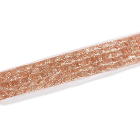 1.25 Inch Beaded Rhinestone Glitter Infused Iron On Single Fold Mesh Fabric Trim SV582896 Antique Gold Image A3