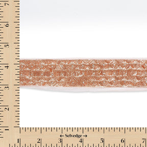 1.25 Inch Beaded Rhinestone Glitter Infused Iron On Single Fold Mesh Fabric Trim SV582896 Antique Gold Image A9