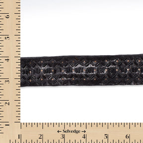 1.25 Inch Beaded Rhinestone Glitter Infused Iron On Single Fold Mesh Fabric Trim SV582897 Black Image A9