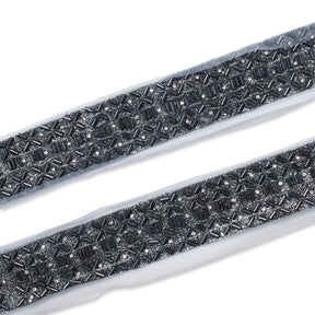 1.25 Inch Beaded Rhinestone Glitter Infused Iron On Single Fold Mesh Fabric Trim SV582898 Grey Image A4