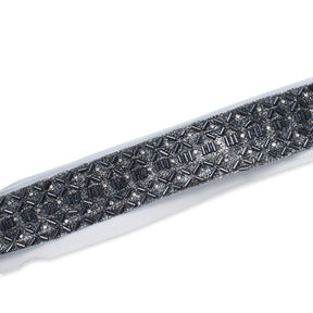 1.25 Inch Beaded Rhinestone Glitter Infused Iron On Single Fold Mesh Fabric Trim SV582898 Grey Image A3