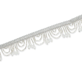 1 Inch Semi Circle Metallic Beaded Fringe Tassel Trim SV582912 Silver Image A3