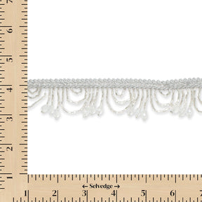 1 Inch Semi Circle Metallic Beaded Fringe Tassel Trim SV582912 Silver Image A9