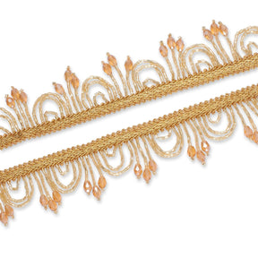 1 Inch Semi Circle Metallic Beaded Fringe Tassel Trim SV582913 Gold Image A4