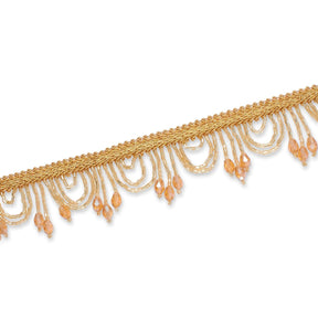 1 Inch Semi Circle Metallic Beaded Fringe Tassel Trim SV582913 Gold Image A3