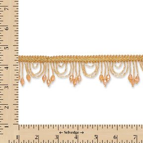 1 Inch Semi Circle Metallic Beaded Fringe Tassel Trim SV582913 Gold Image A9