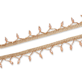 1 Inch Braided Stretch Metallic Beaded Fringe Tassel Fabric Trim SV582914 Antique Gold Image A2