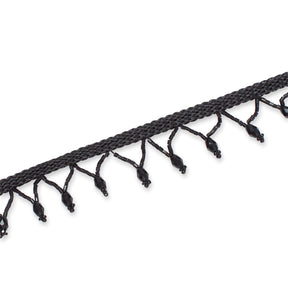 1 Inch Braided Stretch Metallic Beaded Fringe Tassel Fabric Trim SV582915 Black Image A3