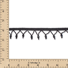 1 Inch Braided Stretch Metallic Beaded Fringe Tassel Fabric Trim SV582915 Black Image A9