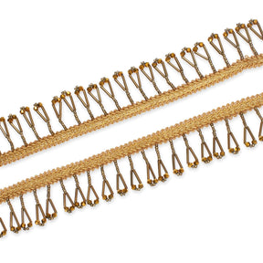 1.5 Inch Braided Metallic Cord With Beaded Tassel Fringe Fabric Trim SV582917 Rose Gold Image A4