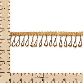 1.5 Inch Braided Metallic Cord With Beaded Tassel Fringe Fabric Trim SV582917 Rose Gold Image A9