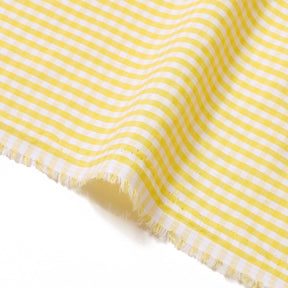 1/8 Inch Gingham Check Polyester Cotton Poplin Fabric SV575733 Yellow / White Image A3