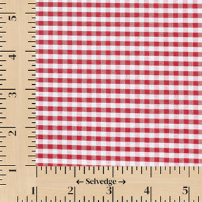 1/8 Inch Gingham Check Polyester Cotton Poplin Fabric SV575734 Red / White Image A9