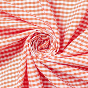 1/8 Inch Gingham Check Polyester Cotton Poplin Fabric SV575736 Orange / White Image A2