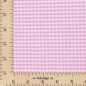 1/8 Inch Gingham Check Polyester Cotton Poplin Fabric SV582942 Lavender / White Image A9