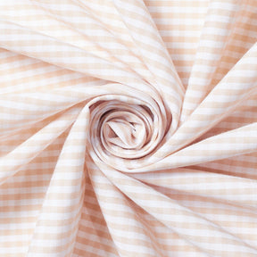 1/8 Inch Gingham Check Polyester Cotton Poplin Fabric SV582945 Tan / White Image A2