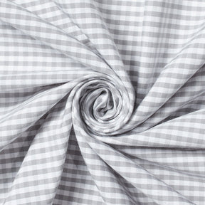 1/8 Inch Gingham Check Polyester Cotton Poplin Fabric SV582946 Silver / White Image A2
