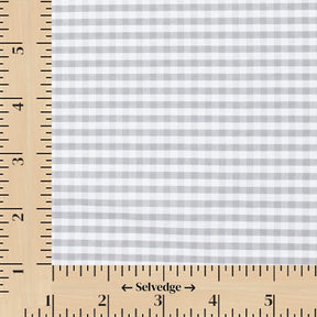 1/8 Inch Gingham Check Polyester Cotton Poplin Fabric SV582946 Silver / White Image A9