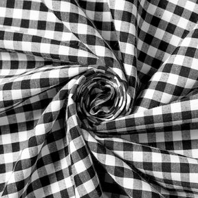 1/4 Inch Gingham Check Polyester Cotton Poplin Fabric SV575740 White / Black Image A2