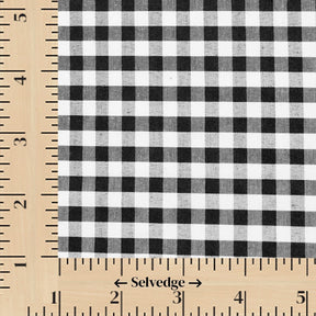1/4 Inch Gingham Check Polyester Cotton Poplin Fabric SV575740 White / Black Image A9