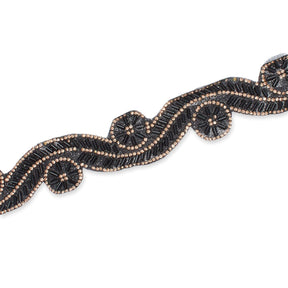 1.5 Inch Beaded Rhinestone Glitter Infused Iron On Sheer Fabric Trim SV582989 Black Image A3