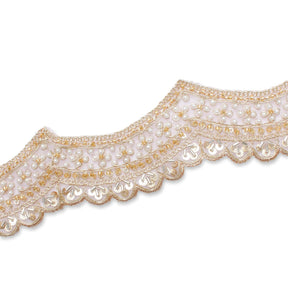 2.5 Inch Beaded Sequin Metallic Cording On Scalloped Mesh Lace Fabric Trim SV582992 Lavender Image A3