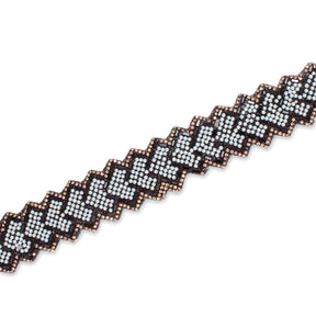 1.25 Inch Pearly Rhinestone Glitter Infused Iron On Scalloped Mesh Fabric Trim SV582998 Black Image A3