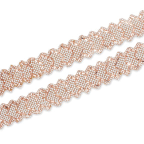 1.25 Inch Pearly Rhinestone Glitter Infused Iron On Scalloped Mesh Fabric Trim SV583001 Gold Image A4
