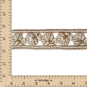1.5 Inch Beaded Sequin Metallic Embroidery On Lace Fabric Trim SV583107 Brown Image A9