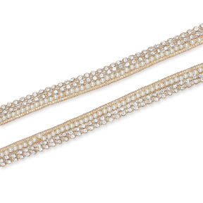 1/2 Inch Pearly Diamond Rhinestone Metallic Ribbon Fabric Trim SV583110 Pale Gold Image A4