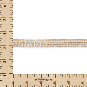 1/2 Inch Pearly Diamond Rhinestone Metallic Ribbon Fabric Trim SV583110 Pale Gold Image A9