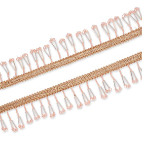 1.5 Inch Braided Metallic Cord With Beaded Tassel Fringe Fabric Trim SV583114 Rose Gold Image A4