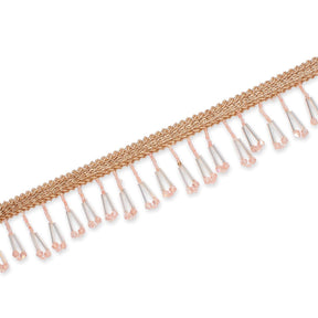 1.5 Inch Braided Metallic Cord With Beaded Tassel Fringe Fabric Trim SV583114 Rose Gold Image A3