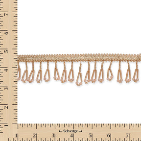 1.5 Inch Braided Metallic Cord With Beaded Tassel Fringe Fabric Trim SV583115 Champagne Image A9