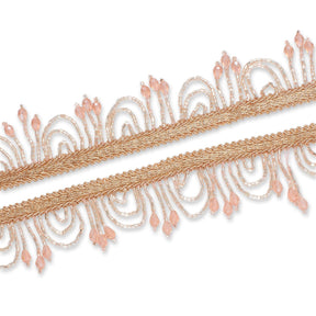 1 Inch Semi Circle Metallic Beaded Fringe Tassel Trim SV583116 Rose Gold Image A4