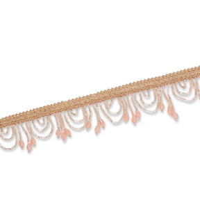 1 Inch Semi Circle Metallic Beaded Fringe Tassel Trim SV583116 Rose Gold Image A3