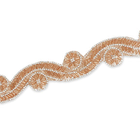 1.5 Inch Beaded Rhinestone Glitter Infused Iron On Sheer Fabric Trim SV583118 Rose Gold Image A3