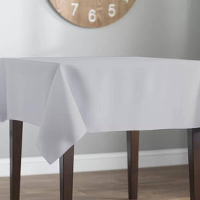 Polyester Poplin Rectangular Table Cloth Covers (60 Inch) Silver Image 2