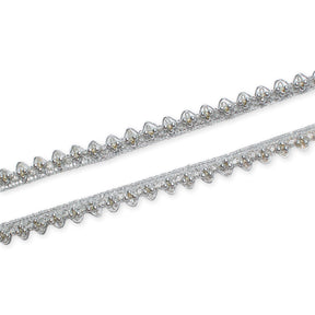 1/2 Inch Metallic Ribbon & Cording On Pearly Beaded Fabric Trim SV583279-HP Silver / Silver Image Image A4