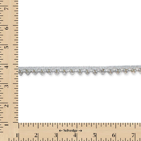 1/2 Inch Metallic Ribbon & Cording On Pearly Beaded Fabric Trim SV583279-HP Silver / Silver Image Image A9