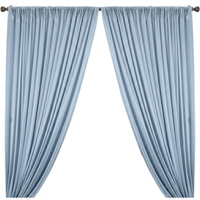 Yorkshire Natural Linen Rod Pocket Curtains Sky Blue Image 1