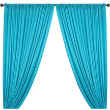 Yorkshire Natural Linen Rod Pocket Curtains Turquoise Image 1