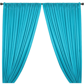 Yorkshire Natural Linen Rod Pocket Curtains Turquoise Image 1