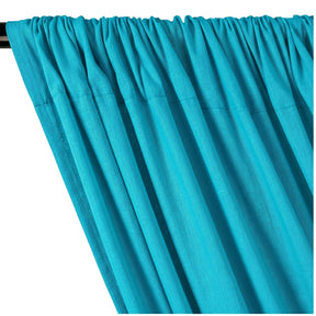 Yorkshire Natural Linen Rod Pocket Curtains Turquoise Image 2