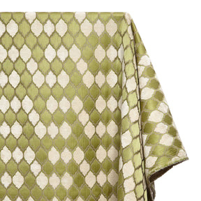 Trellis Chenille Upholstery Brocade Satin Jacquard Fabric SV580469 Apple Green Ivory A1
