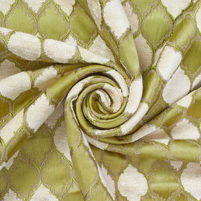 Trellis Chenille Upholstery Brocade Satin Jacquard Fabric SV580469 Apple Green Ivory A2