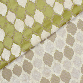 Trellis Chenille Upholstery Brocade Satin Jacquard Fabric SV580469 Apple Green Ivory A3