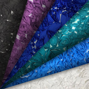 Abstract Daisy Ruffle Georgette On Mesh Fabric Group