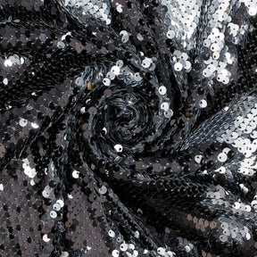 Two Sided Reversible Sequins On Stretch Mesh Fabric SV576257 Black / Silver 1