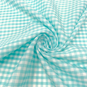 1/8 Inch Gingham Check Polyester Cotton Poplin Fabric SV575741 Aqua / White Image A2